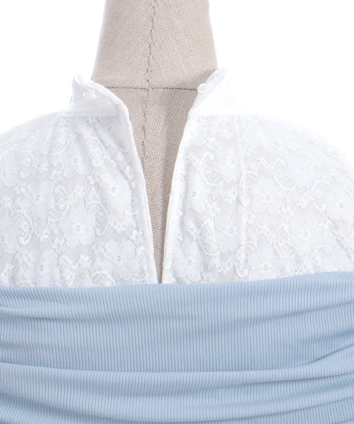 Ribbon Design Open Shoulder Pullover
