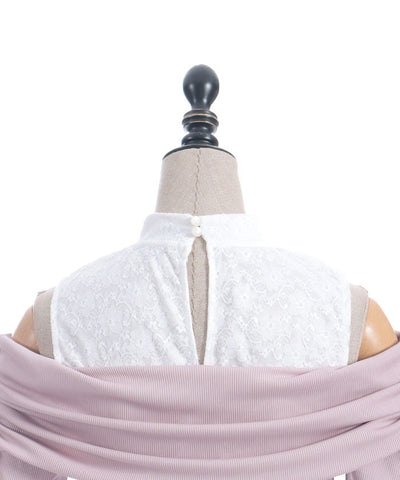 Ribbon Design Open Shoulder Pullover