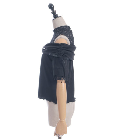Ribbon Design Open Shoulder Pullover
