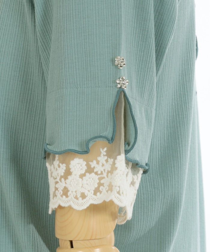 Quick-Dry Sleeve Lace Merrowed Pullover