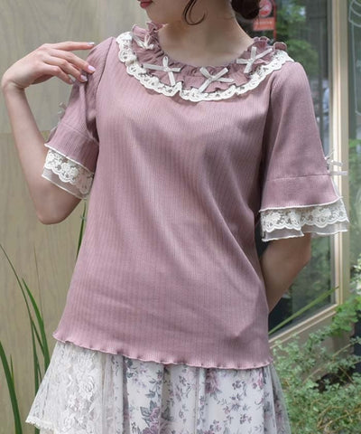 Ribbon & Lace & Frill Pullover