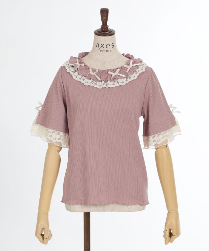 Ribbon & Lace & Frill Pullover