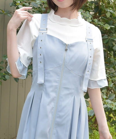 Willow Crepe Chiffon Sleeve Merrowed Pullover