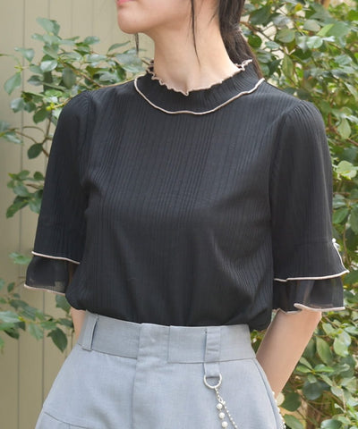 Willow Crepe Chiffon Sleeve Merrowed Pullover