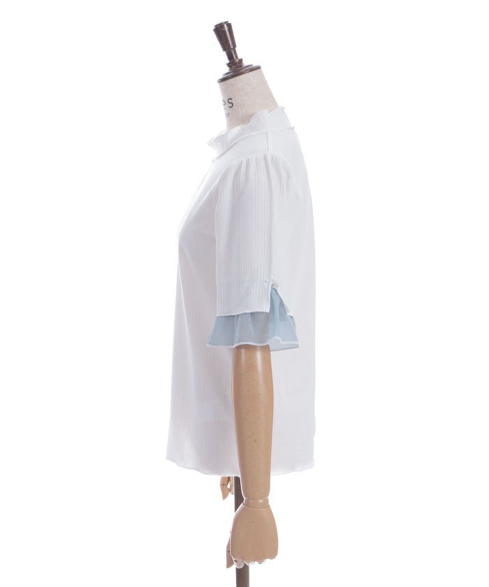 Willow Crepe Chiffon Sleeve Merrowed Pullover