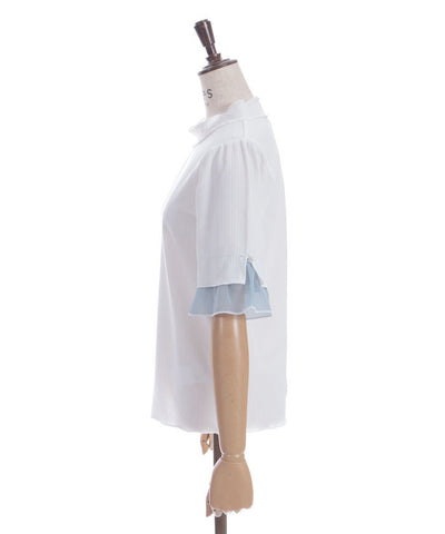 Willow Crepe Chiffon Sleeve Merrowed Pullover