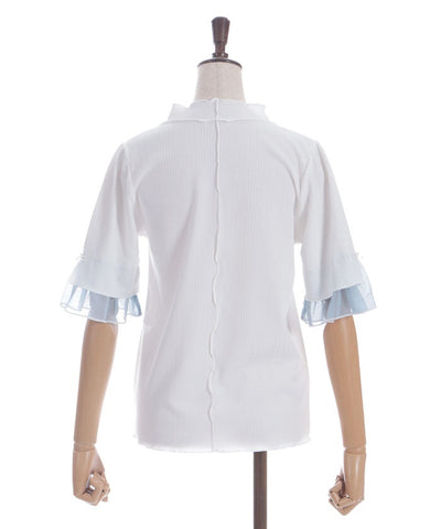 Willow Crepe Chiffon Sleeve Merrowed Pullover