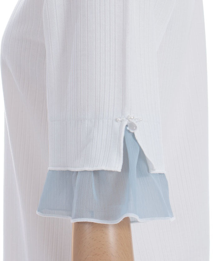 Willow Crepe Chiffon Sleeve Merrowed Pullover