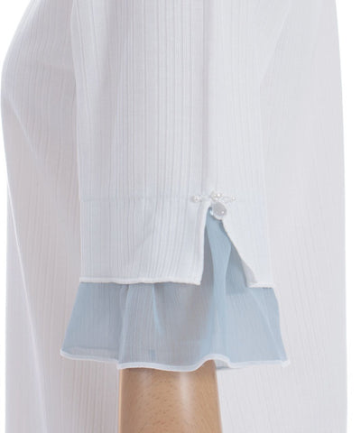 Willow Crepe Chiffon Sleeve Merrowed Pullover