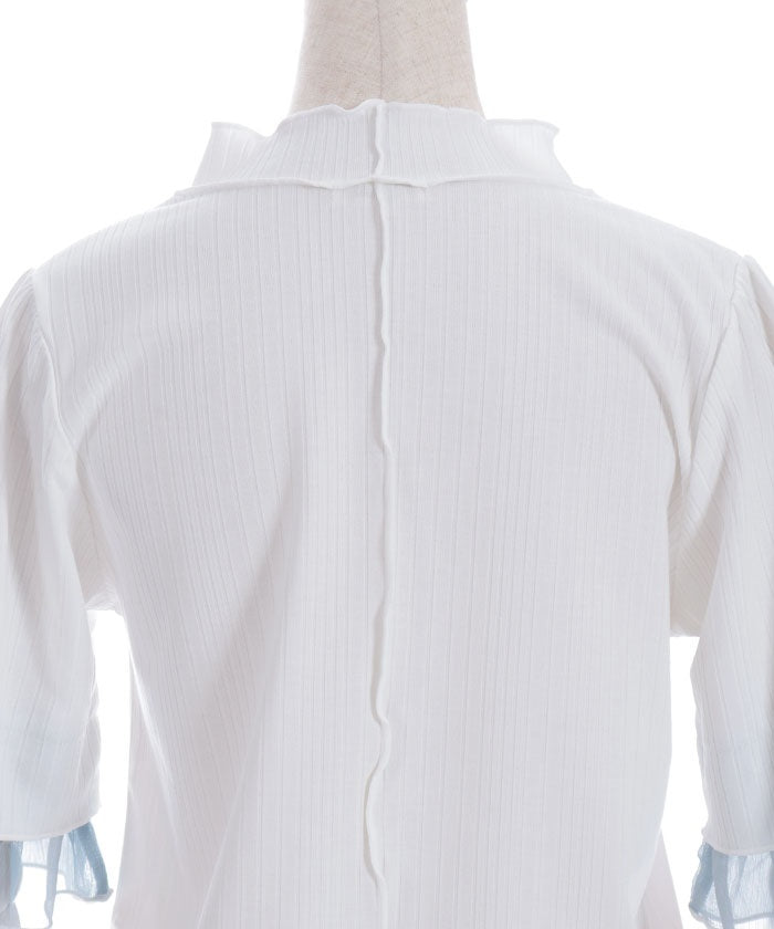 Willow Crepe Chiffon Sleeve Merrowed Pullover