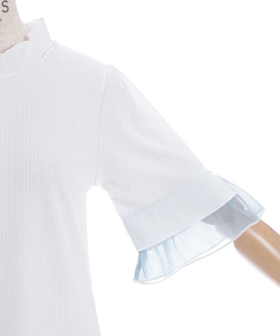 Willow Crepe Chiffon Sleeve Merrowed Pullover