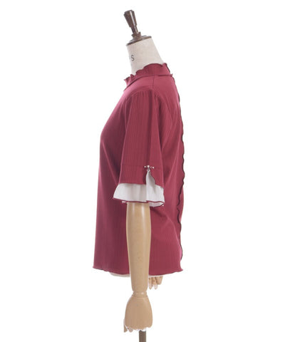 Willow Crepe Chiffon Sleeve Merrowed Pullover