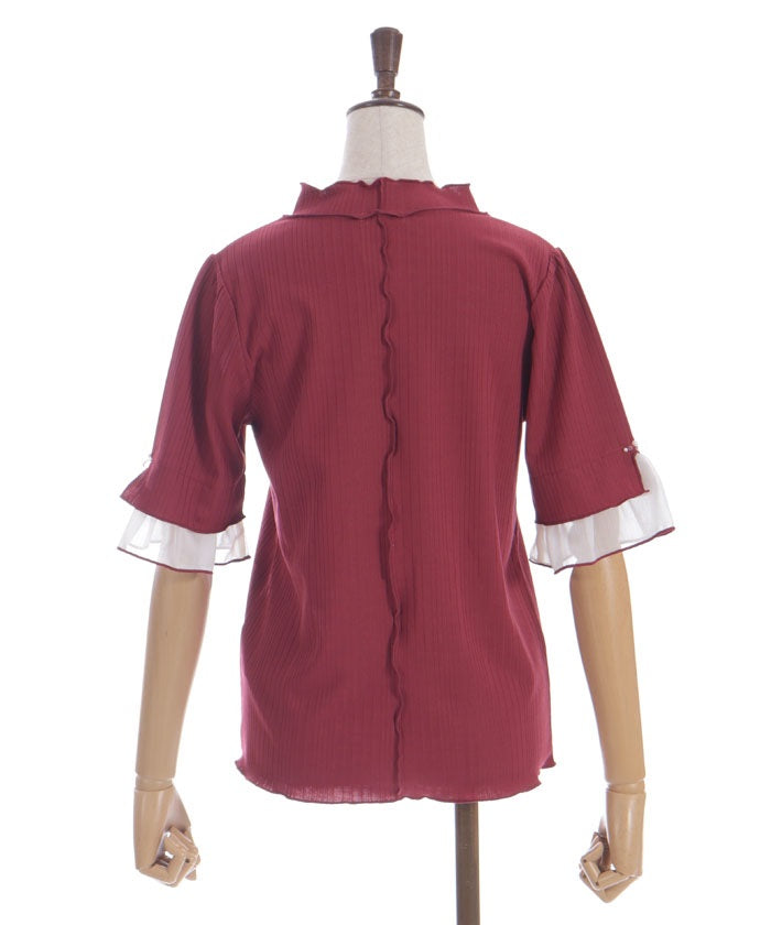 Willow Crepe Chiffon Sleeve Merrowed Pullover