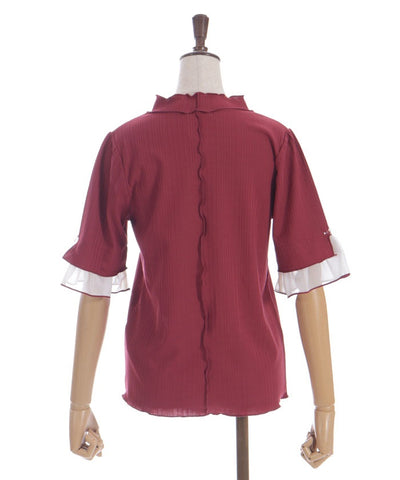 Willow Crepe Chiffon Sleeve Merrowed Pullover