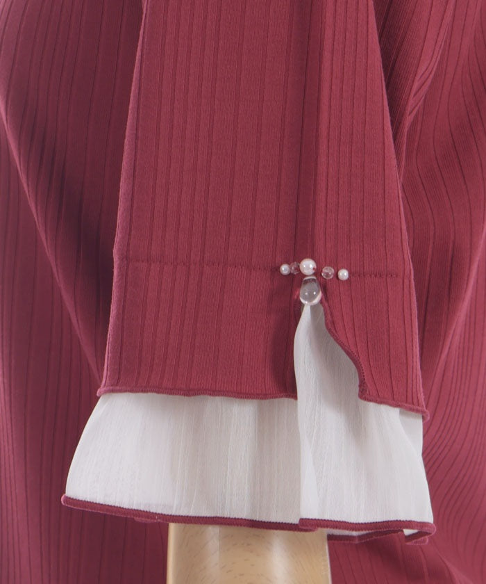 Willow Crepe Chiffon Sleeve Merrowed Pullover