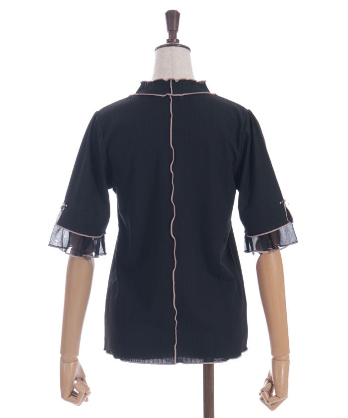 Willow Crepe Chiffon Sleeve Merrowed Pullover