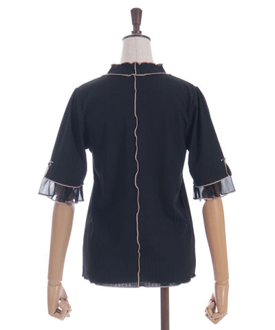 Willow Crepe Chiffon Sleeve Merrowed Pullover