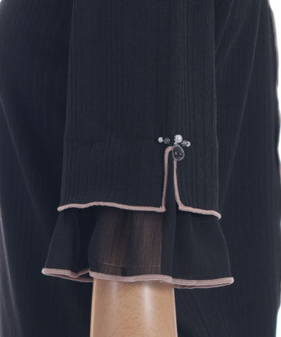 Willow Crepe Chiffon Sleeve Merrowed Pullover