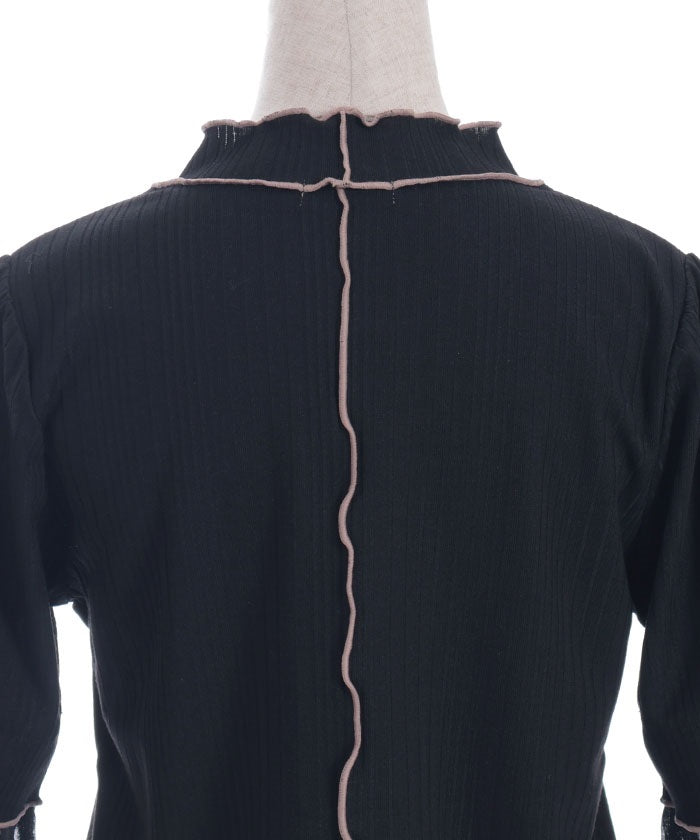 Willow Crepe Chiffon Sleeve Merrowed Pullover