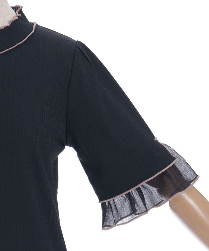 Willow Crepe Chiffon Sleeve Merrowed Pullover