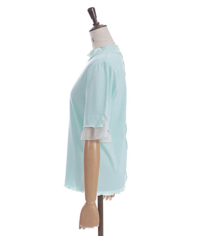 Willow Crepe Chiffon Sleeve Merrowed Pullover