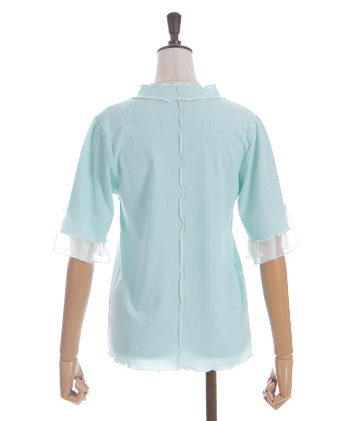 Willow Crepe Chiffon Sleeve Merrowed Pullover