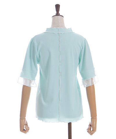 Willow Crepe Chiffon Sleeve Merrowed Pullover