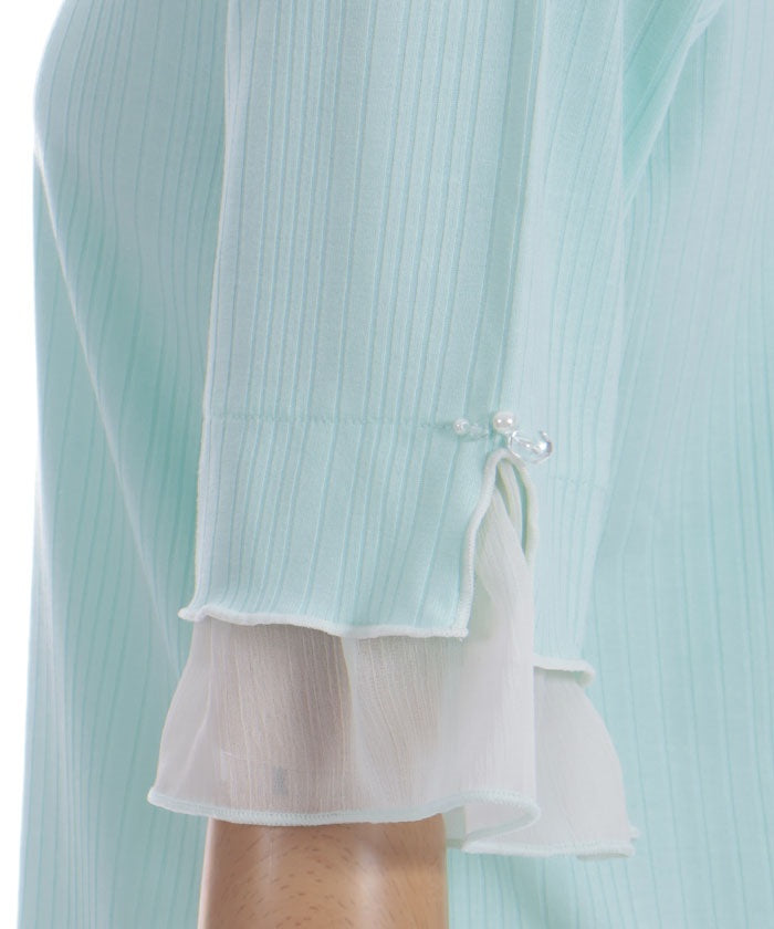 Willow Crepe Chiffon Sleeve Merrowed Pullover