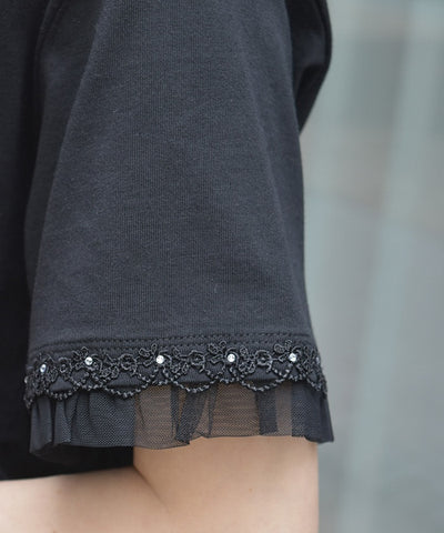Lace & Tulle Sleeve T-Shirt