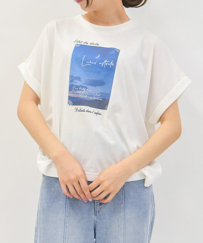 Contact Cooling Celestial Body Pattern Print T-Shirt