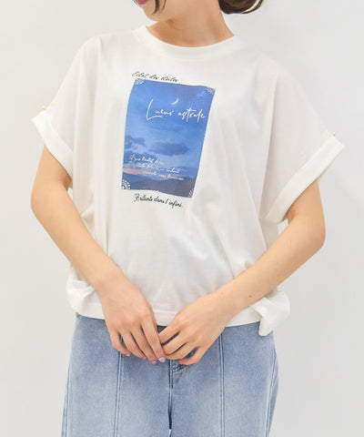 Contact Cooling Celestial Body Pattern Print T-Shirt