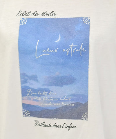 Contact Cooling Celestial Body Pattern Print T-Shirt