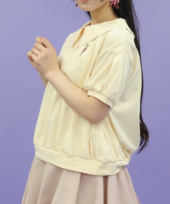 Ice Cream Embroidery Collared Pullover