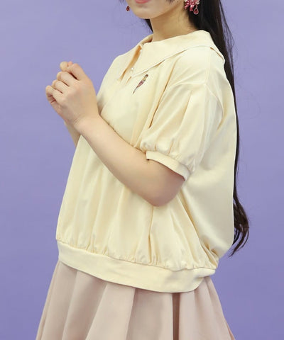 Ice Cream Embroidery Collared Pullover
