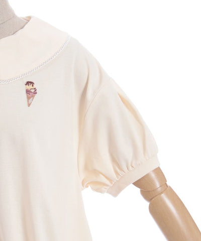 Ice Cream Embroidery Collared Pullover
