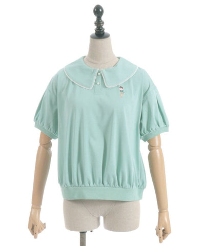 Ice Cream Embroidery Collared Pullover