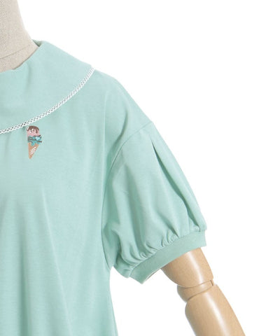 Ice Cream Embroidery Collared Pullover