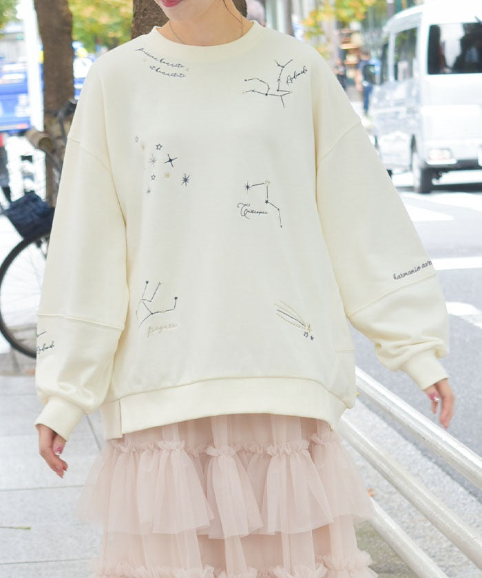 Random Constellation Embroidery Sweatshirt