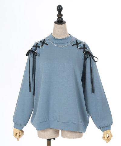 Lace-Up Cut-and-Sewn Pullover