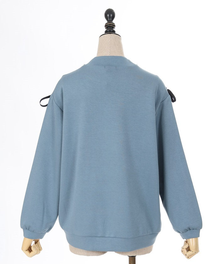 Lace-Up Cut-and-Sewn Pullover