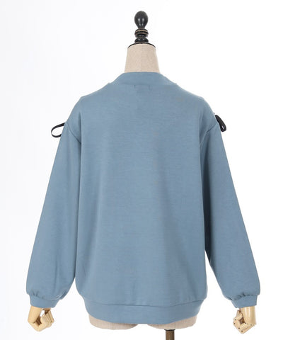 Lace-Up Cut-and-Sewn Pullover