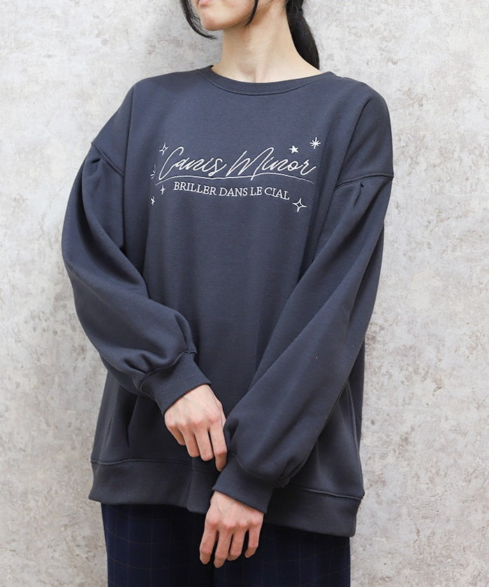 Embroidery Brushed Boa Cocoon Sweatshirt