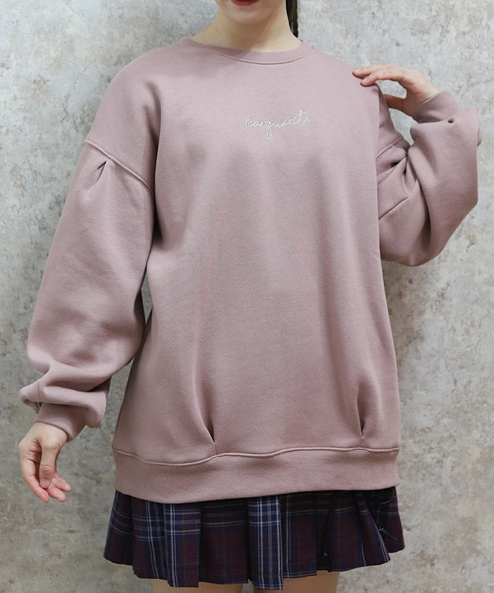 Embroidery Brushed Boa Cocoon Sweatshirt