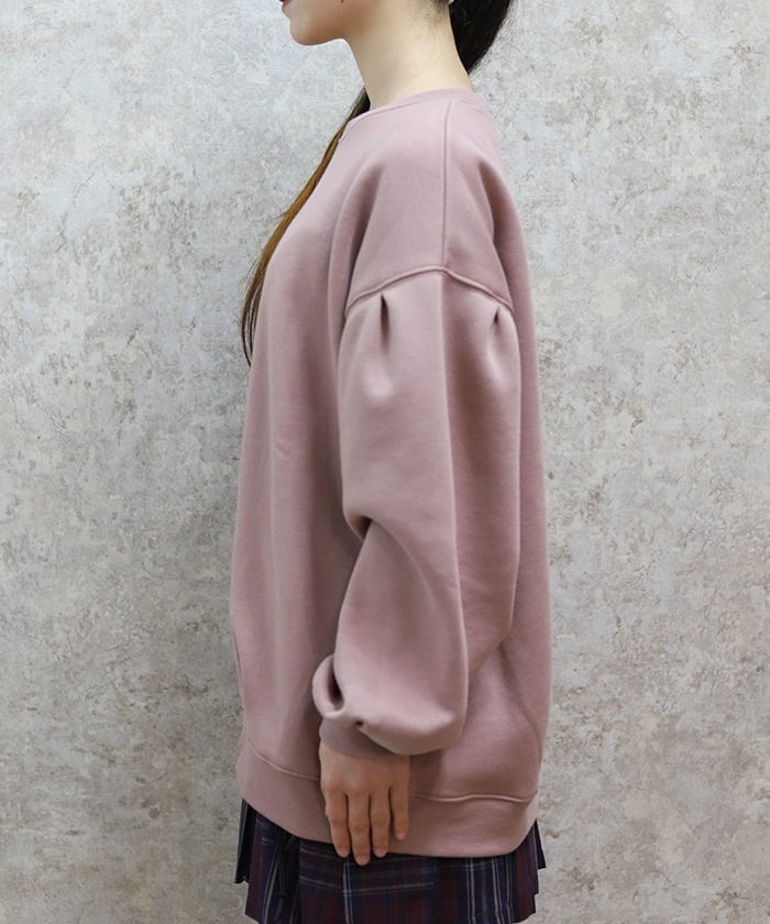 Embroidery Brushed Boa Cocoon Sweatshirt