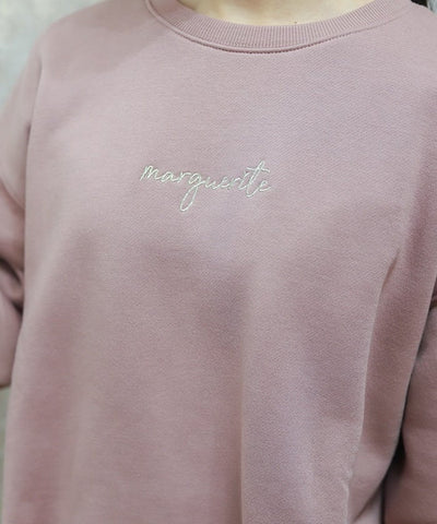 Embroidery Brushed Boa Cocoon Sweatshirt