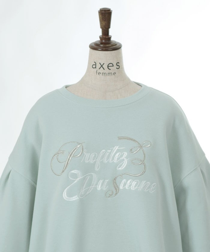 Embroidery Brushed Boa Cocoon Sweatshirt