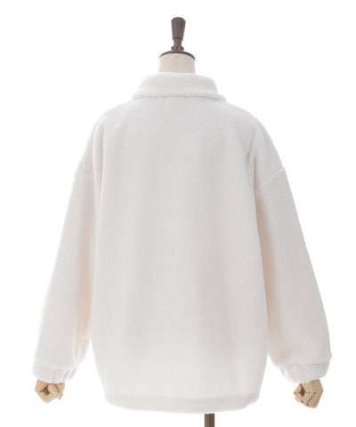 Half Zip Embroidery Boa Pullover