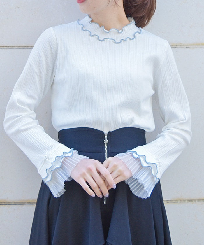 Pleated Tulle Merrowed Pullover