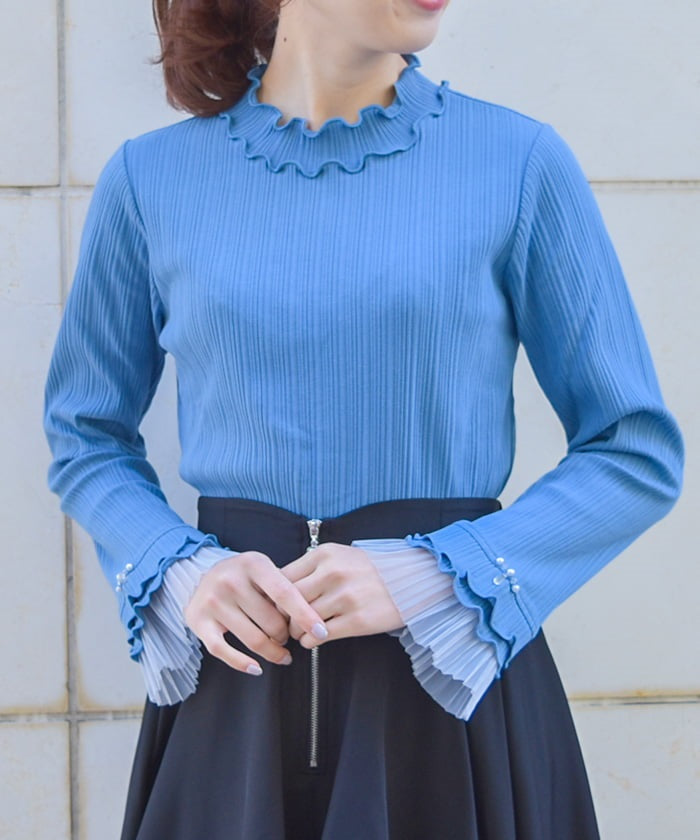 Pleated Tulle Merrowed Pullover