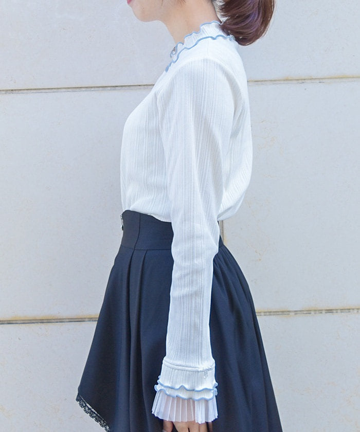 Pleated Tulle Merrowed Pullover